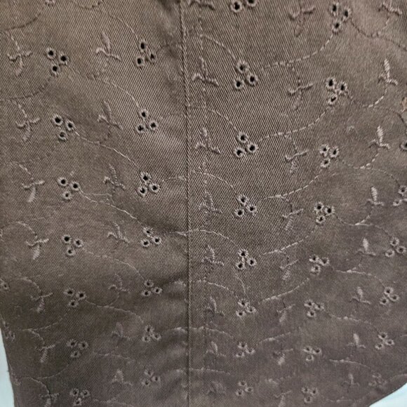 Studio Works Brown Embroidered Eyelet Blazer Boho 8 - Picture 4 of 12